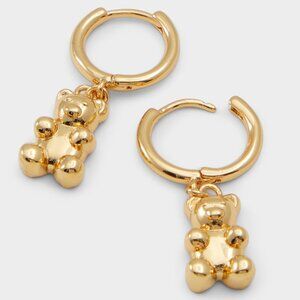 14K Gold Plated Teddy Bear Pendant Earrings